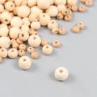 Набор деревянных неокрашенных бусин МИКС-4 (4,6,8 мм) 25гр - фото 24317940