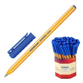 Ручка шариковая масляная Pensan Officepen, чернила синие, корпус оранжевый, узел 1 мм, линия 0,8 мм, дисплей