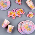 Набор бумажной посуды «Мишутка»: 6 тарелок, 6 стаканов, 6 язычков - фото 24385499