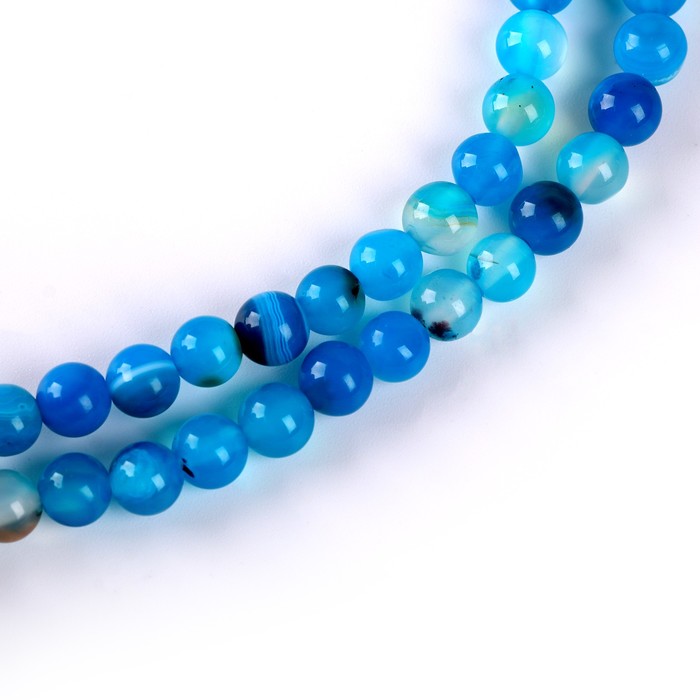 Бусины из натурального камня «Голубой агат» набор 58 шт., размер 1 шт. — 6 мм - Фото 1