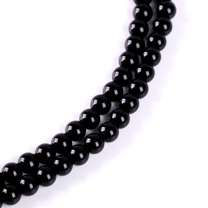 Бусины из натурального камня «Чёрный агат» набор 60 шт., размер 1 шт. — 6 мм - Фото 1
