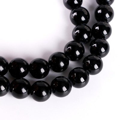 Бусины из натурального камня «Чёрный агат» набор 26 шт., размер 1 шт. — 14 мм