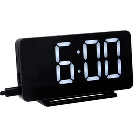Часы-будильник Sakura SA-8519, электронные, будильник, радио, 1хCR2032, чёрные