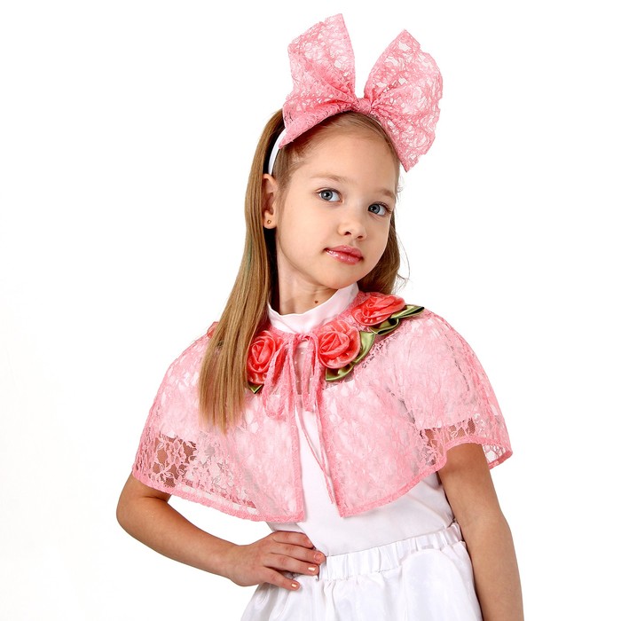 Карнавальный набор «Принцесса»: пелерина гипюр, ободок, рост 98-128 см - Фото 1