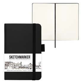 Скетчбук Sketchmarker, 90 х 140 мм, 80 листов, твёрдая обложка из искусственной кожи, чёрный, блок 140 г/м2
