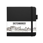 Скетчбук Sketchmarker, 120 х 120 мм, 80 листов, твёрдая обложка из искусственной кожи, чёрный, блок 140 г/м2 - фото 9867470