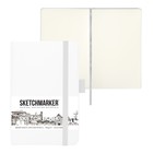 Скетчбук Sketchmarker, 90 х 140 мм, 80 листов, твёрдая обложка из искусственной кожи, белый, блок 140 г/м2 - фото 319436423