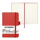 Скетчбук Sketchmarker, 90 х 140 мм, 80 листов, твёрдая обложка из искусственной кожи, красный, блок 140 г/м2 - фото 10748843