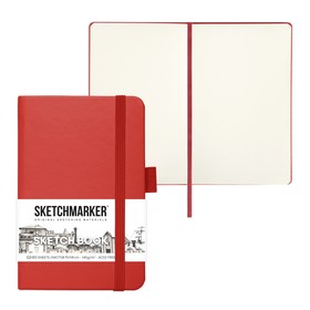 Скетчбук Sketchmarker, 90 х 140 мм, 80 листов, твёрдая обложка из искусственной кожи, красный, блок 140 г/м2