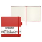 Скетчбук Sketchmarker, 120 х 120 мм, 80 листов, твёрдая обложка из искусственной кожи, красный, блок 140 г/м2 - фото 10456522