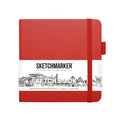 Скетчбук Sketchmarker, 120 х 120 мм, 80 листов, твёрдая обложка из искусственной кожи, красный, блок 140 г/м2
