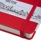 Скетчбук Sketchmarker, 120 х 120 мм, 80 листов, твёрдая обложка из искусственной кожи, красный, блок 140 г/м2 - фото 8128297