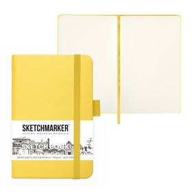 Скетчбук Sketchmarker, 90 х 140 мм, 80 листов, твёрдая обложка из искусственной кожи, лимонный, блок 140 г/м2