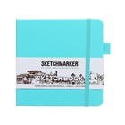 Скетчбук Sketchmarker, 120 х 120 мм, 80 листов, твёрдая обложка из искусственной кожи, аквамарин, блок 140 г/м2 - фото 2865601