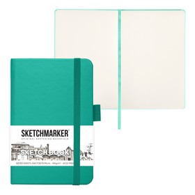 Скетчбук Sketchmarker, 90 х 140 мм, 80 листов, твёрдая обложка из искусственной кожи, изумрудный, блок 140 г/м2