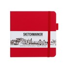 Скетчбук Sketchmarker, 120 х 120 мм, 80 листов, твёрдая обложка из искусственной кожи, бордовый, блок 140 г/м2 - фото 10456618