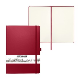 Скетчбук Sketchmarker, 210 х 300 мм, 80 листов, твёрдая обложка из искусственной кожи, бордовый, блок 140 г/м2