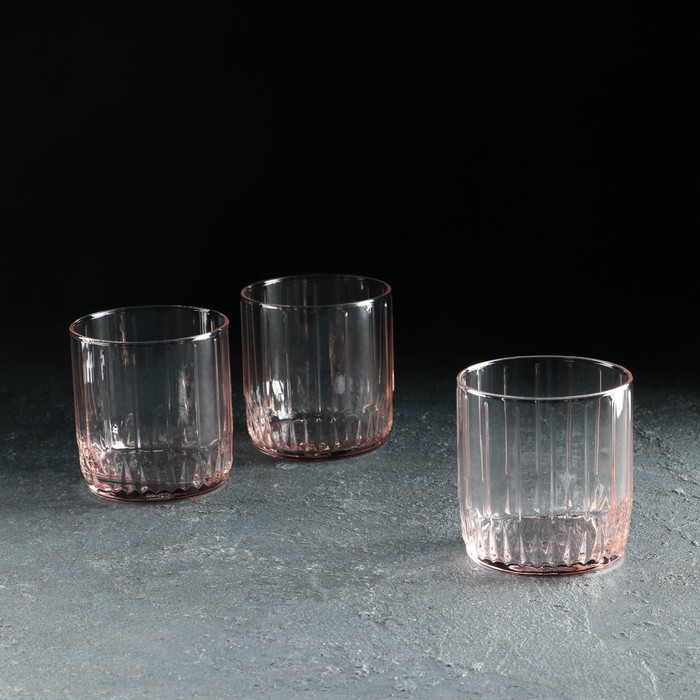 Набор стеклянных стаканов Leia, 3 шт, 265 мл, розовый - Фото 1
