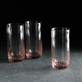 Набор стеклянных стаканов Leia, 3 шт, 310 мл, розовый