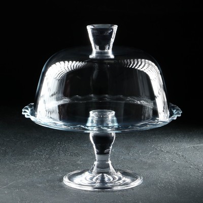 Блюдо Paşabahçe Patisserie, с крышкой, на ножке, стекло, прозрачное
