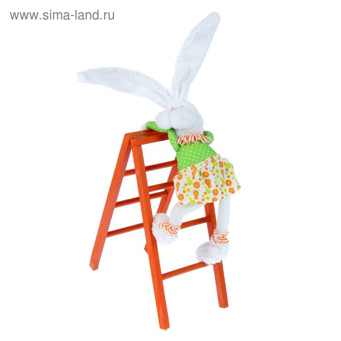 Декор "Зайчишка-девочка забирается на лестницу" 12х13х34 см - Фото 1