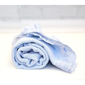Одеяло вязанное, размер 80х100 см, цвет голубой