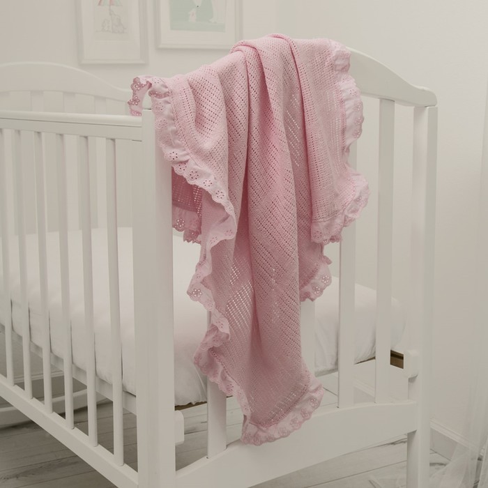 Одеяло вязаное, размер 80х100 см, цвет розовый
