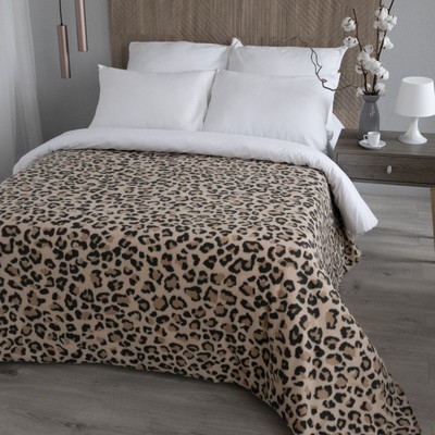 Плед флисовый «Леопард», размер 150х200 см, цвет песочный