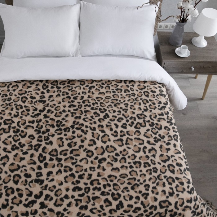 Плед флисовый «Леопард», размер 150х200 см, цвет песочный - Фото 1