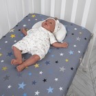 Простынь на резинке «Звезды серые», размер 60х120 см, цвет серый - Фото 3