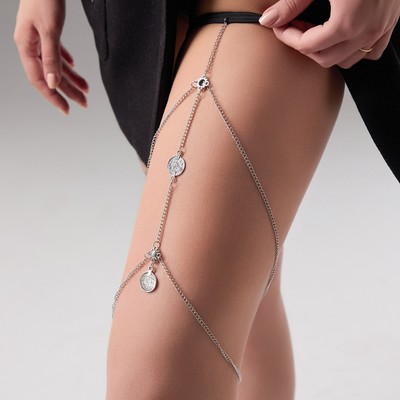 Цепочка на тело женская «Цветок», на бедро, цвет серебро