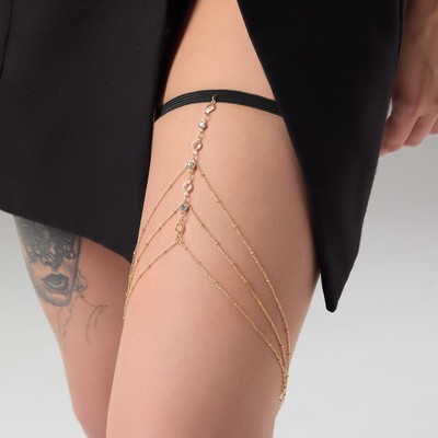 Цепочка на тело женская «Дорожка», на бедро, белая в золоте