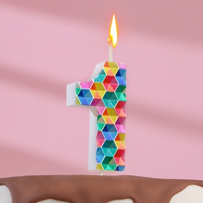 Свеча в торт на шпажке «Калейдоскоп», цифра 1, 7 см