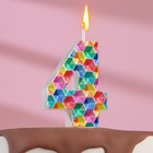 Свеча в торт на шпажке "Калейдоскоп", цифра 4, 7 см - фото 319437184