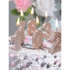 Свеча в торт на шпажке "Соты", цифра 6, 11х4,3 см, шампань - фото 805490266