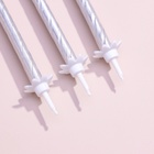 Свечи для торта "Классические" с подставкой, 13 см, 6 шт, серебро (комплект 2 шт) - фото 22190058