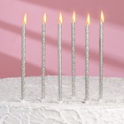 Свечи для торта "Классические" с подставкой, 13 см, 6 шт, серебро - фото 9907287