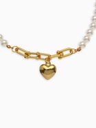 Колье с жемчугом «Сердце», белое в золоте, 37 см - Фото 2
