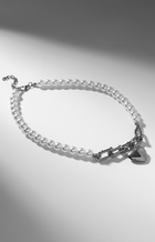 Колье с жемчугом «Сердце», белое в серебре, 37 см - Фото 2