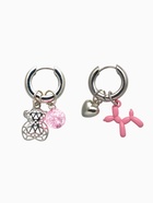 Серьги со съёмным элементом «Трансформер» мишка, цвет розовый в серебре - Фото 1