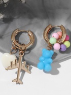 Серьги со съёмным элементом «Трансформер» мишка и сердце, цветные в золоте - Фото 5