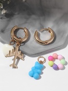 Серьги со съёмным элементом «Трансформер» мишка и сердце, цветные в золоте - Фото 6