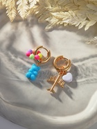 Серьги со съёмным элементом «Трансформер» мишка и сердце, цветные в золоте - Фото 2