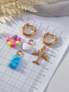 Серьги со съёмным элементом «Трансформер» мишка и сердце, цветные в золоте - Фото 3