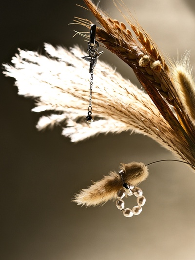 Серьги со съёмным элементом «Трансформер», птица, белые в серебре