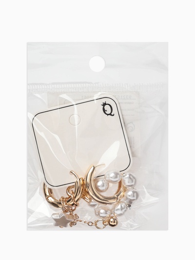 Серьги со съёмным элементом «Трансформер», птица, белые в золоте