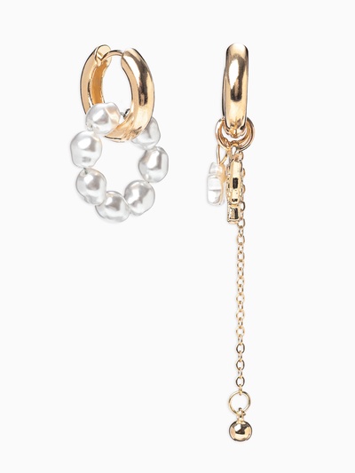 Серьги со съёмным элементом «Трансформер», птица, белые в золоте