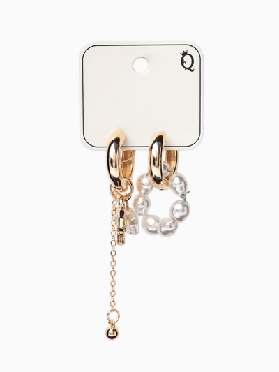 Серьги со съёмным элементом «Трансформер», птица, белые в золоте