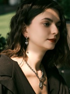 Серьги со съёмным элементом «Трансформер», собачка, белые в серебре - Фото 2