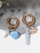 Серьги со съёмным элементом «Трансформер» крестик, цвет бело-синий в золоте - Фото 5